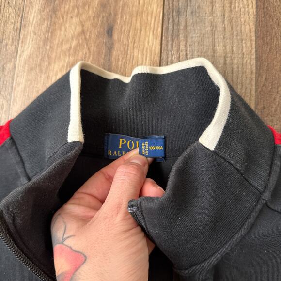 Polo Ralph Lauren Track Jacket Men's Large Black Athletic Training 6824 - Picture 5 of 12